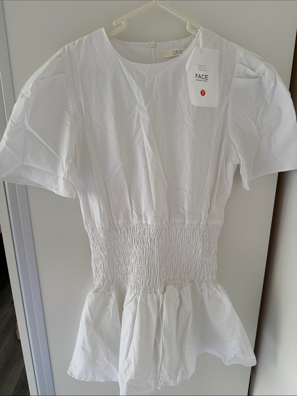 FACE White Smocked Waist Peplum Top